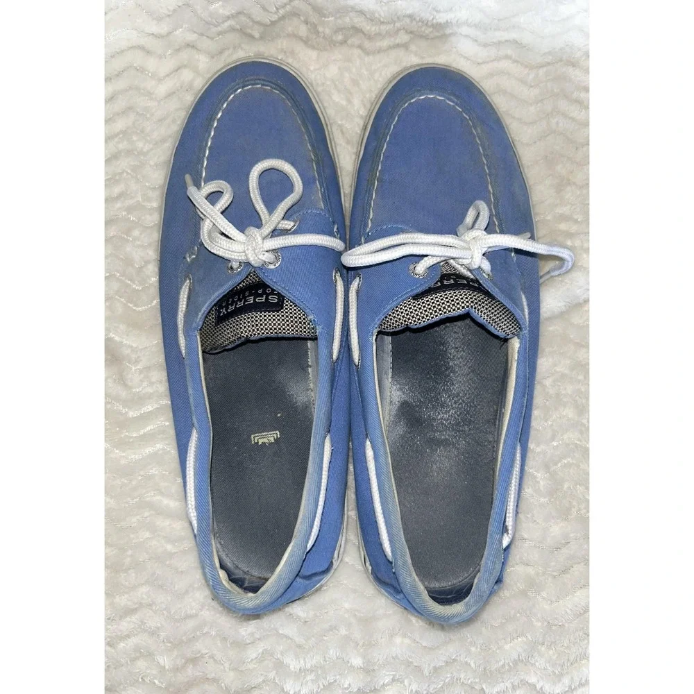 Sperry Top-Sider Boat Shoes Mens Size 12 Blue Canvas Lace Up Casual Non-Slip